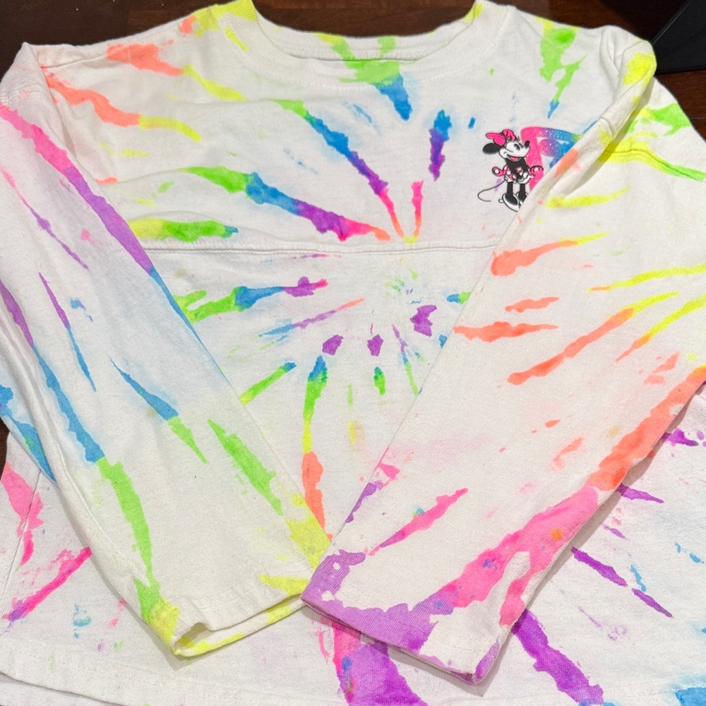 Kids Long Sleeve Spirit Jersey  Tie-Dye Top with Minnie Mouse Graphic